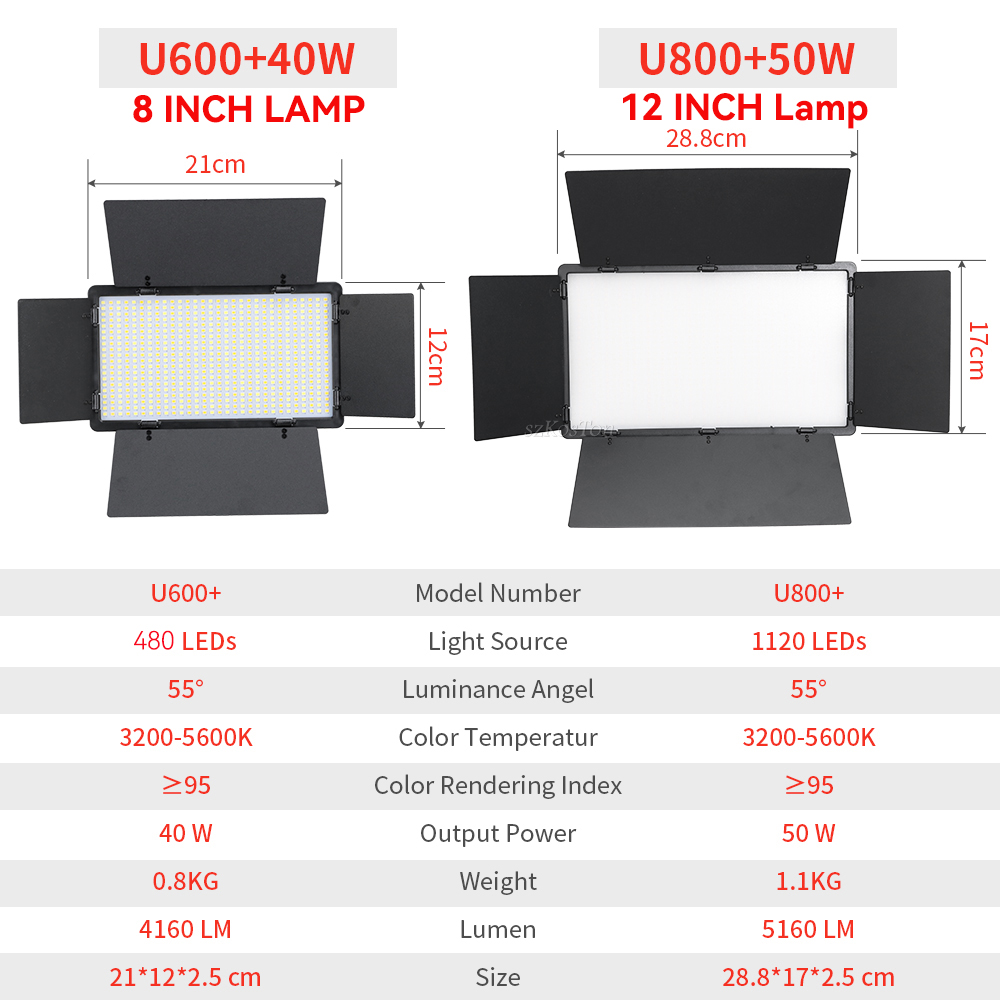 U800 U600 LED Photo Studio Vid - Video Led Light Panel recensione e prezzo